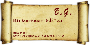 Birkenheuer Géza névjegykártya